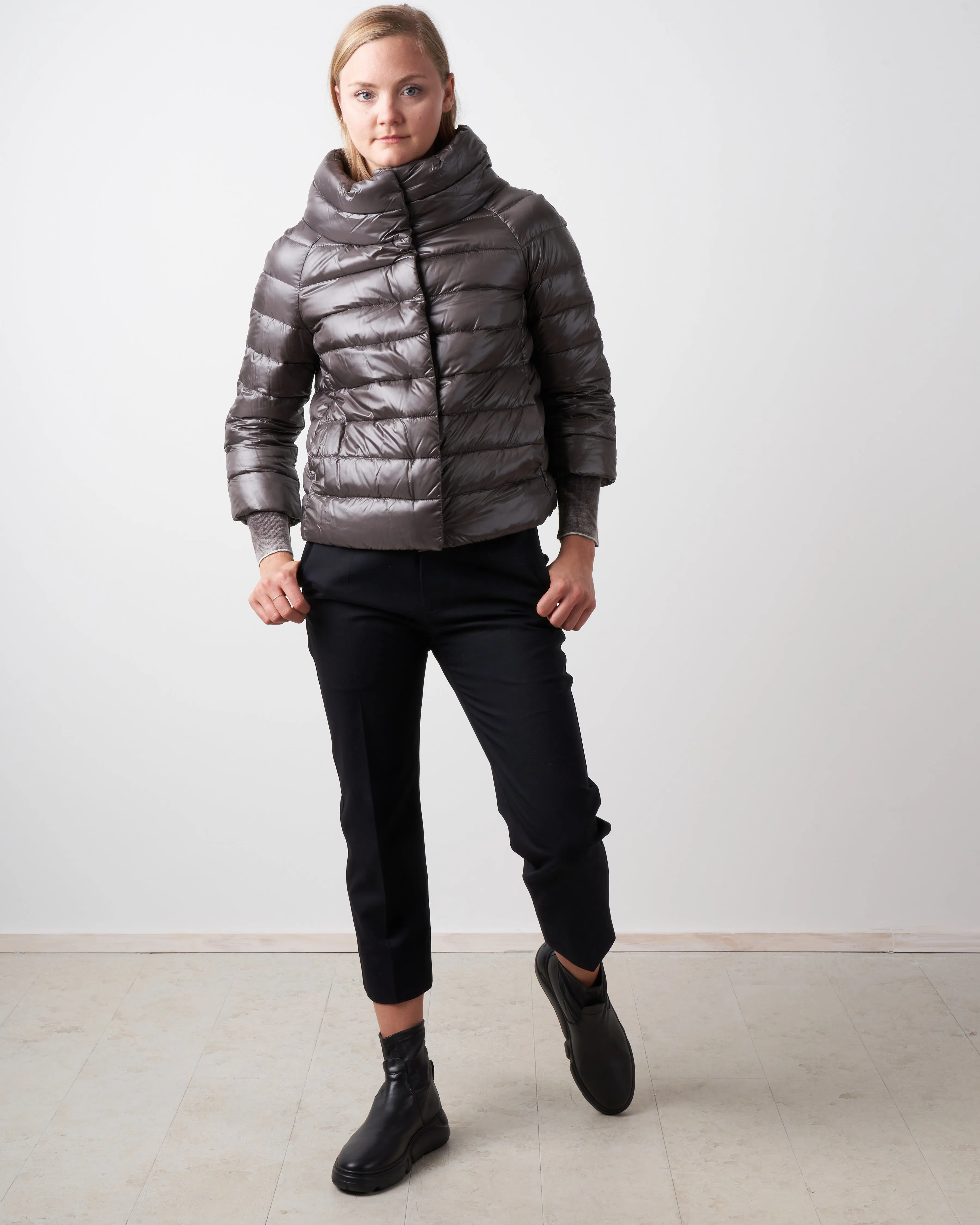 classic nylon 3/4 bolero - charcoal