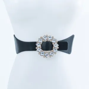 CLEAR STONE FLOWER BUCKLE FASHION BELT