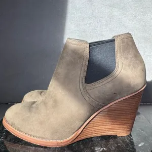 Cole Haan Balthasar Nubuck Wedge Heel Bootie In Greystone Women’s Size 8.5B US