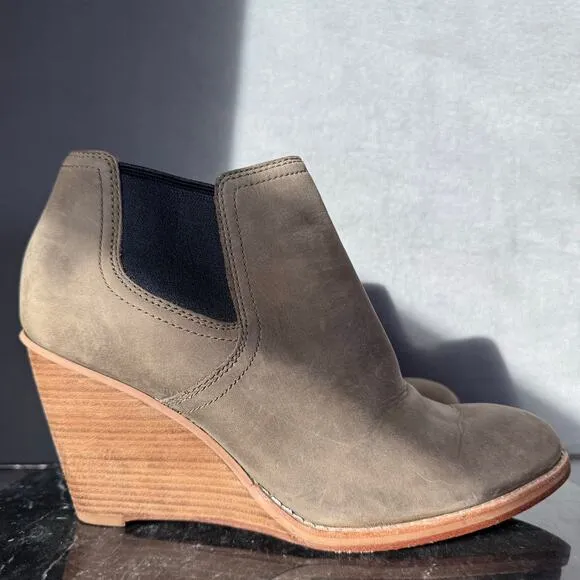 Cole Haan Balthasar Nubuck Wedge Heel Bootie In Greystone Women’s Size 8.5B US