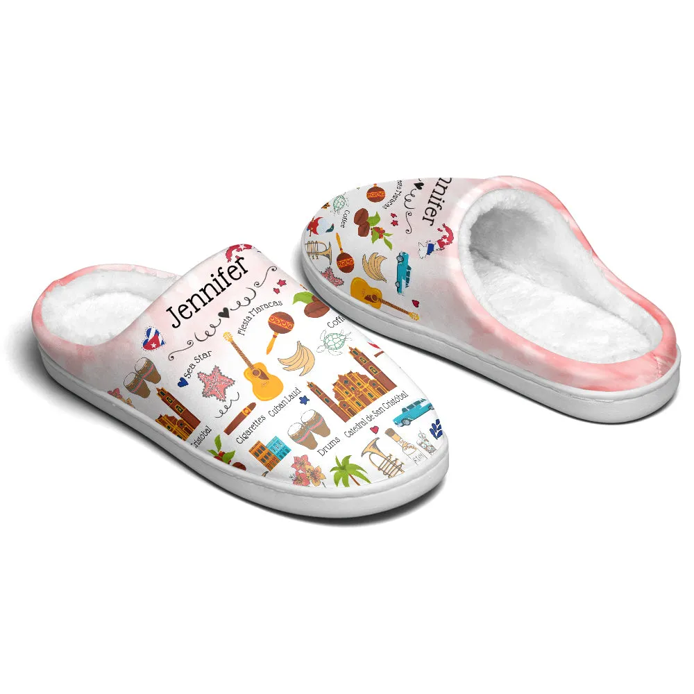 Cuba Customized Slippers With Symbols, Cities, Foods