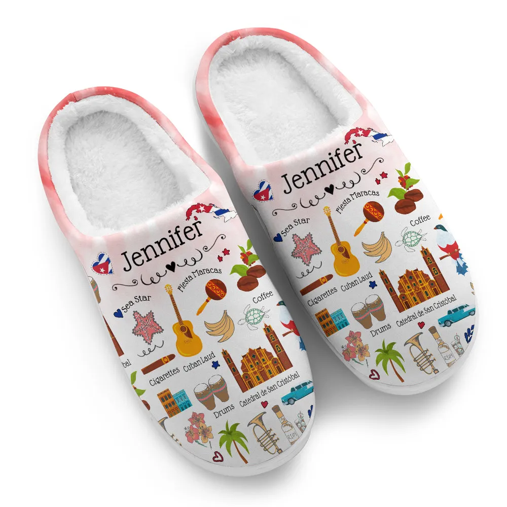 Cuba Customized Slippers With Symbols, Cities, Foods