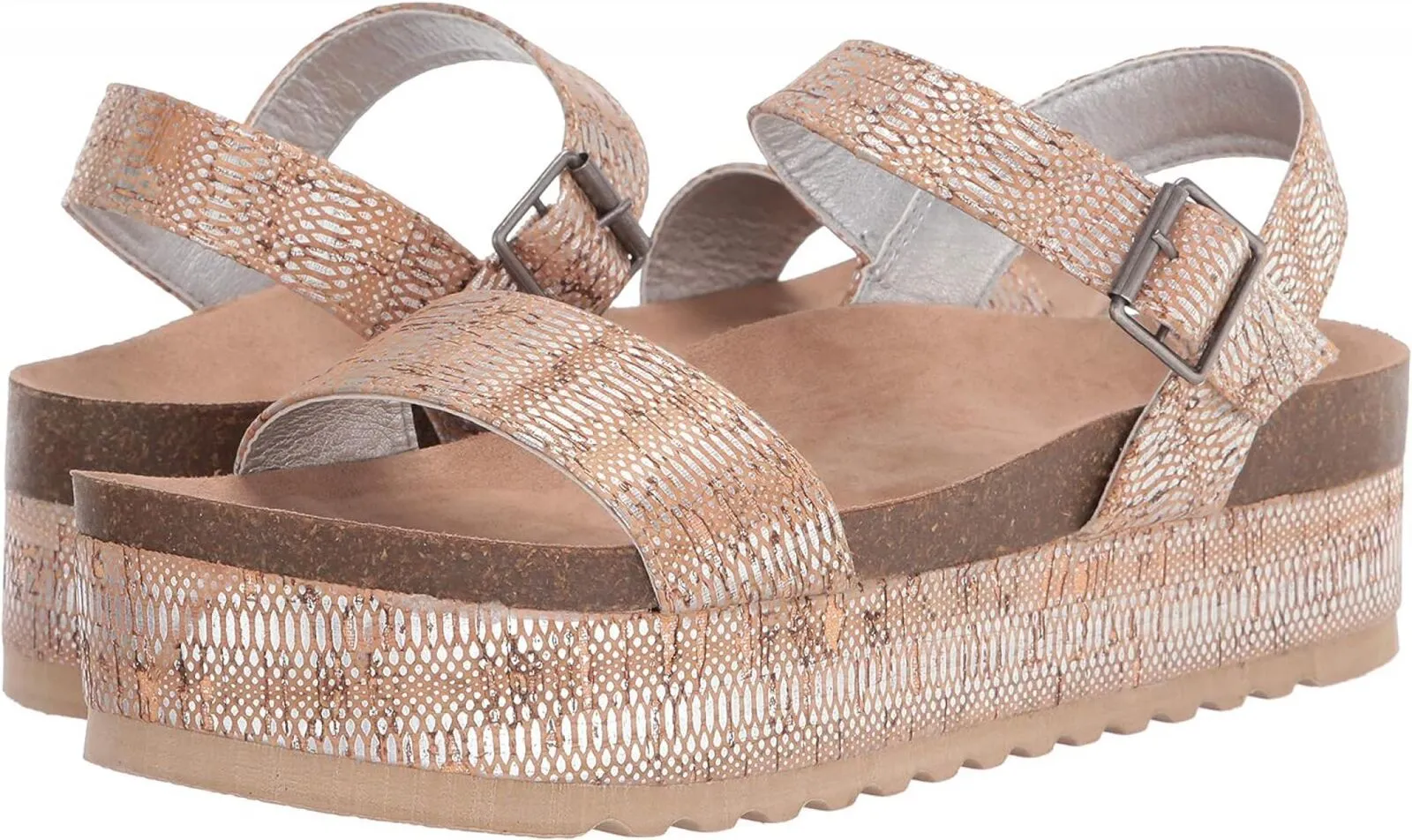 Dirty Laundry by Chinese Laundry Women's Wedge Sandal PALMS CORK Silver Brown 8M