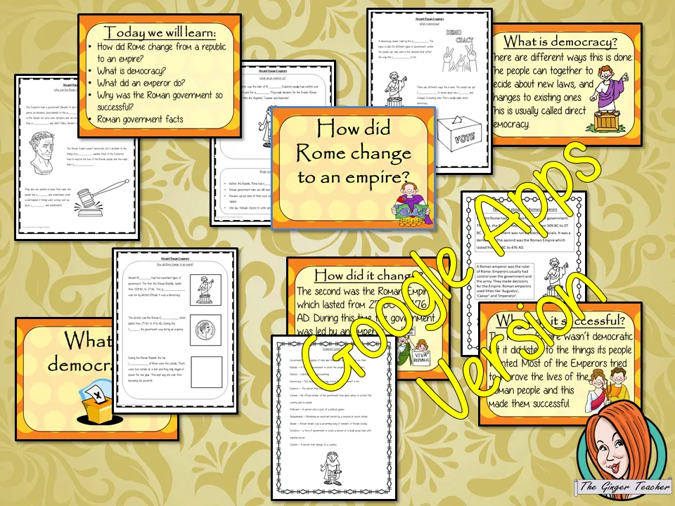 Distance Learning Ancient Romans Emperors and Government Lesson