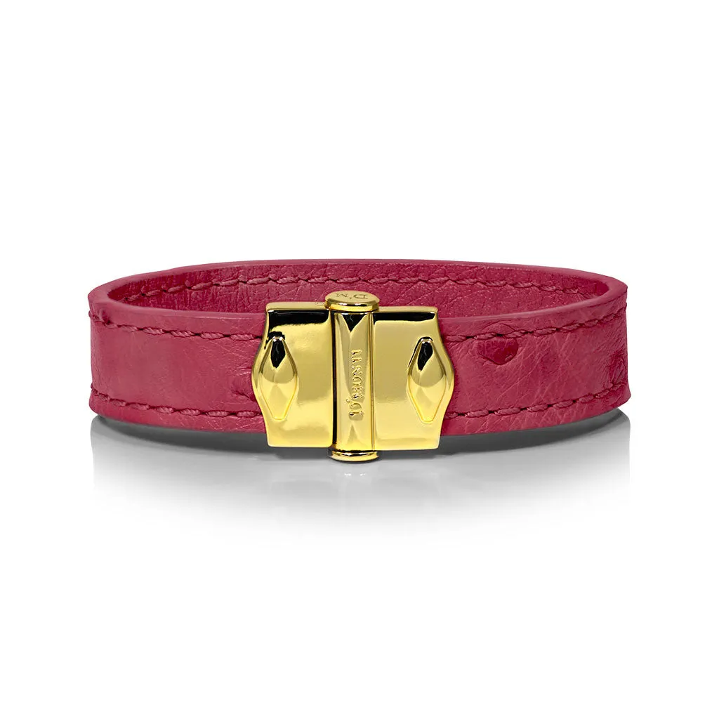 D'Monti Marseille Pink - France Luxe Genuine Ostrich Leather Womens Bracelet