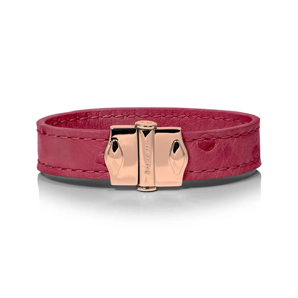 D'Monti Marseille Pink - France Luxe Genuine Ostrich Leather Womens Bracelet