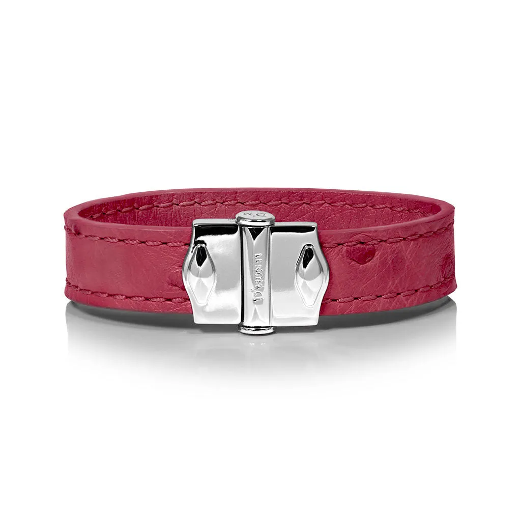 D'Monti Marseille Pink - France Luxe Genuine Ostrich Leather Womens Bracelet