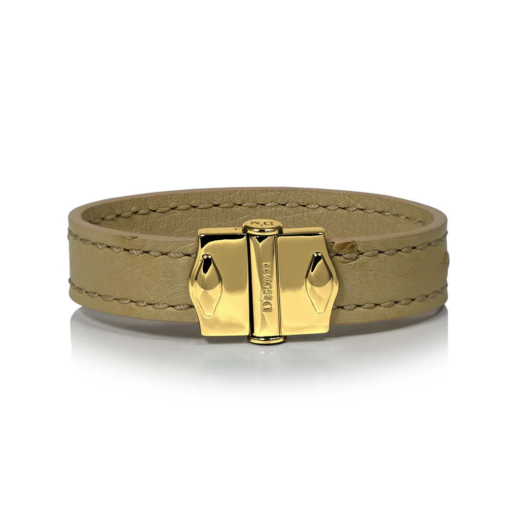 D'Monti Nestier Beige - France Luxe Genuine Ostrich Leather Womens Bracelet