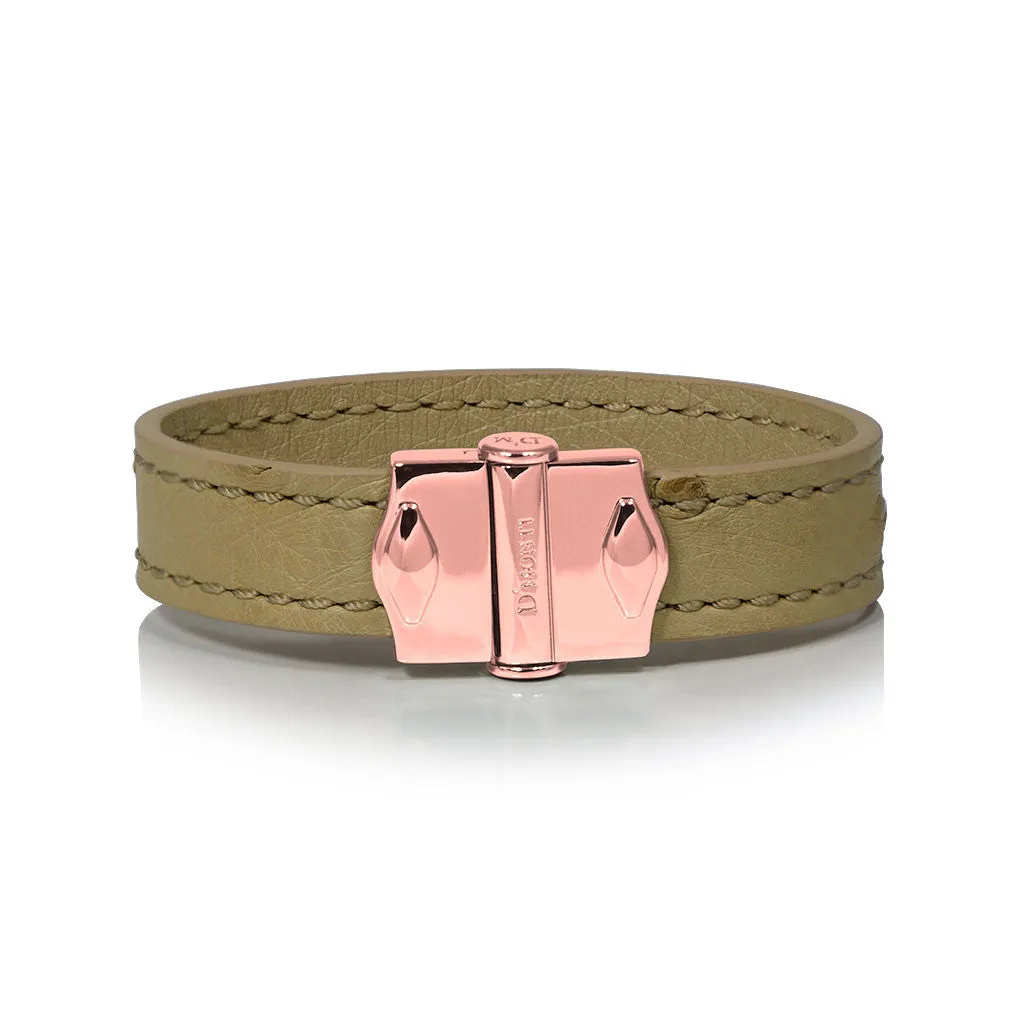 D'Monti Nestier Beige - France Luxe Genuine Ostrich Leather Womens Bracelet