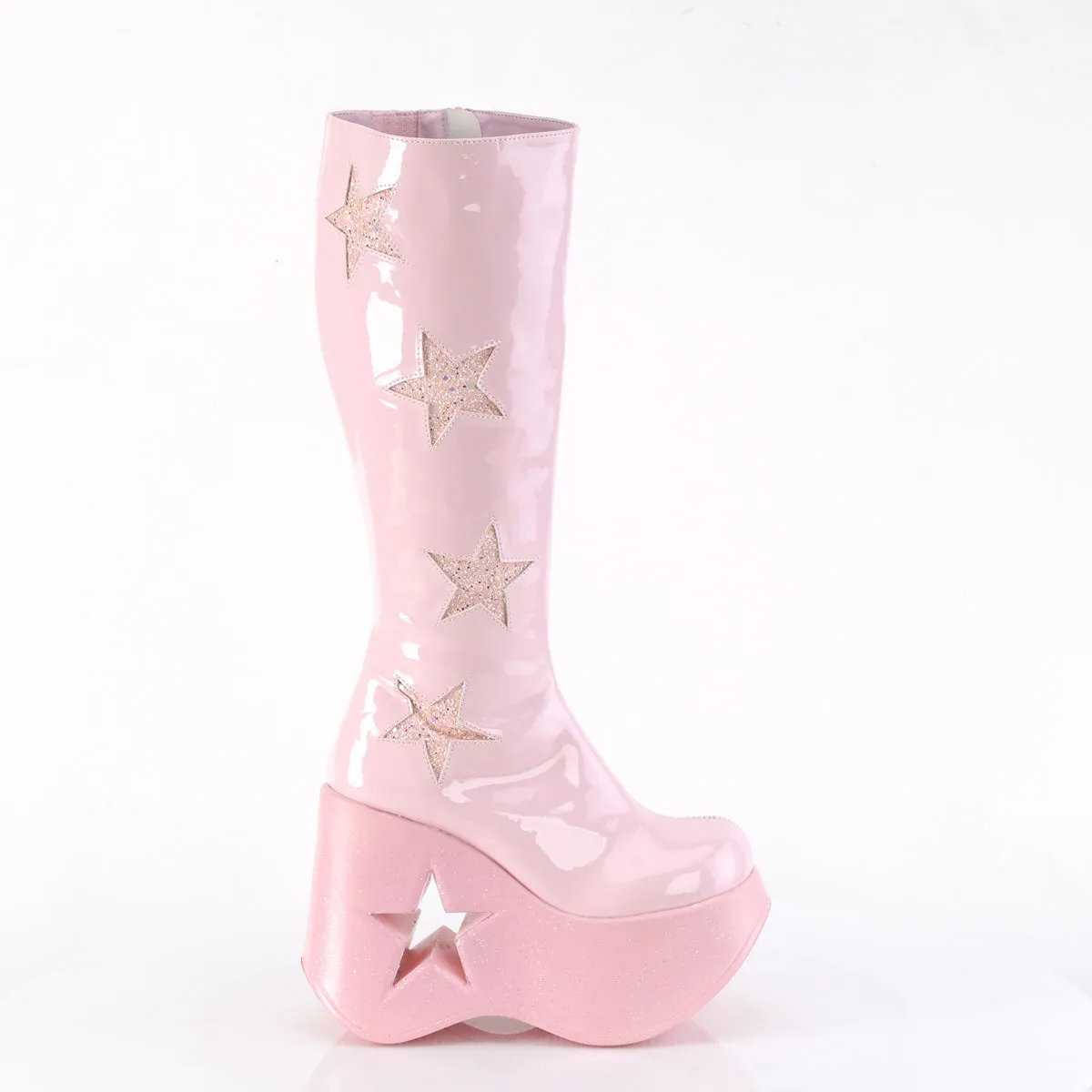 DYNAMITE-218  Baby Pink Patent-Baby Pink Multi Gliter