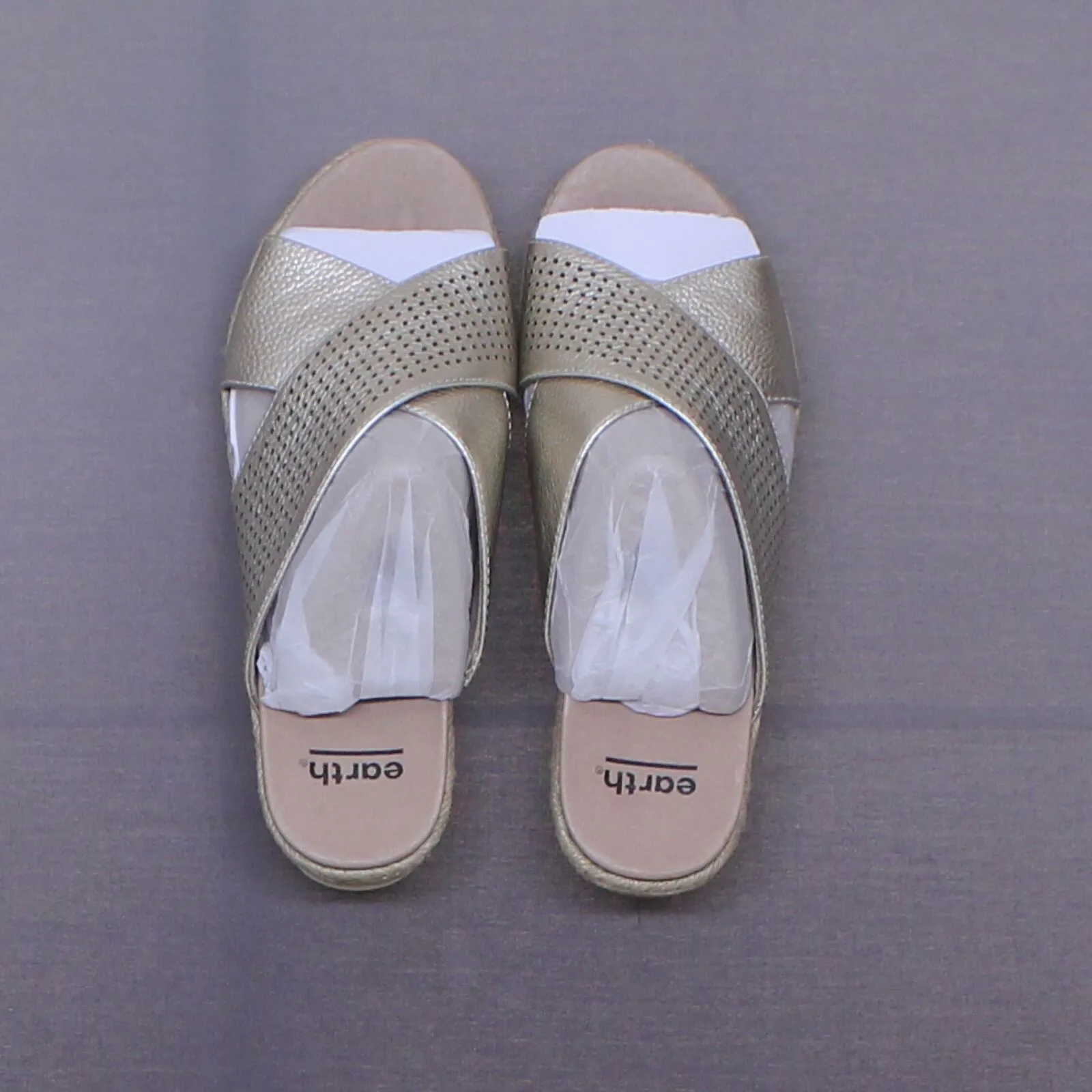 Earth Women's Modena Marigold Leather Perforated Cross Strap Slides