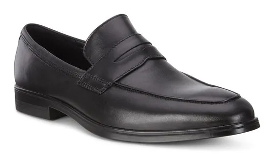 Ecco Men's 621684 Melbourne Black Leather Penny Loafer Slip On Dress Shoe