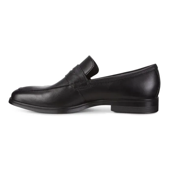 Ecco Men's 621684 Melbourne Black Leather Penny Loafer Slip On Dress Shoe