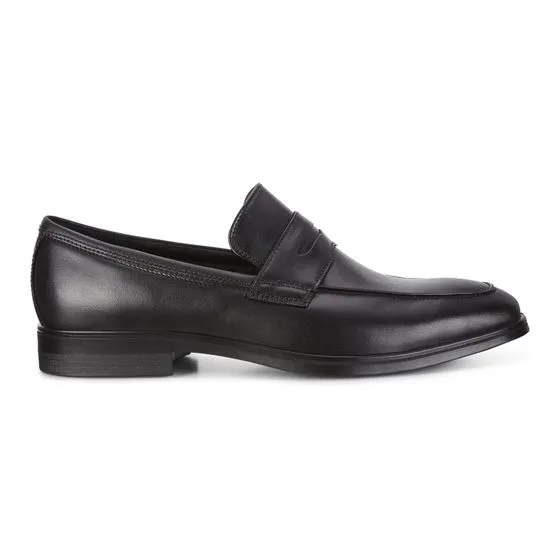 Ecco Men's 621684 Melbourne Black Leather Penny Loafer Slip On Dress Shoe