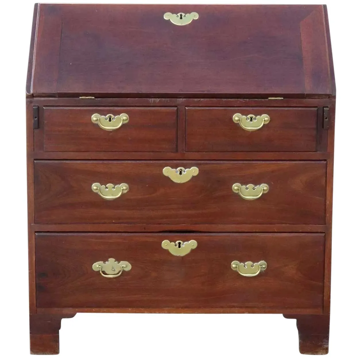 English George II Chippendale Figured Padauk Slant Front Desk