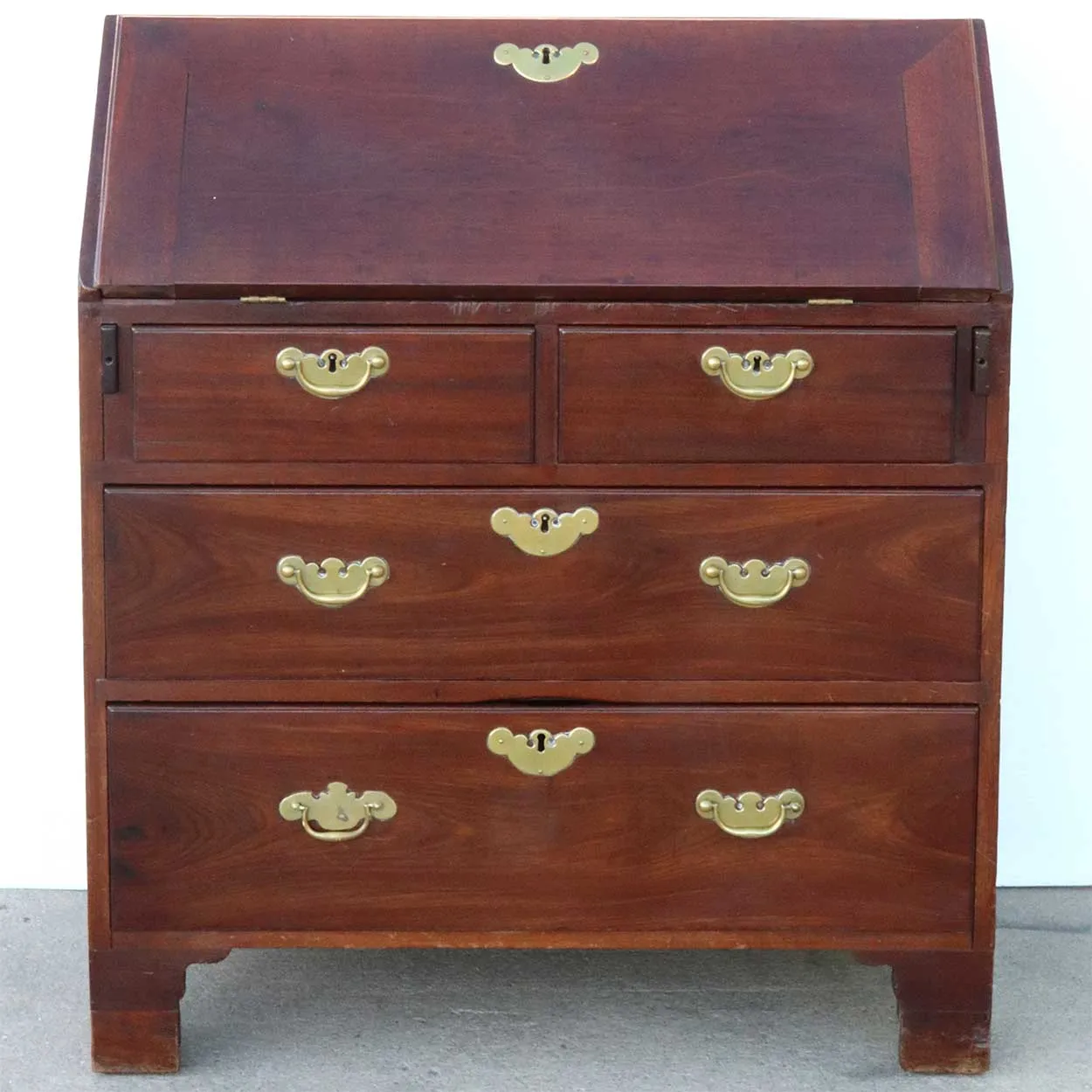 English George II Chippendale Figured Padauk Slant Front Desk