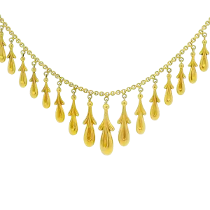 Estate 14k Yellow Gold Graduating Fringe Tassel Necklace - 15"