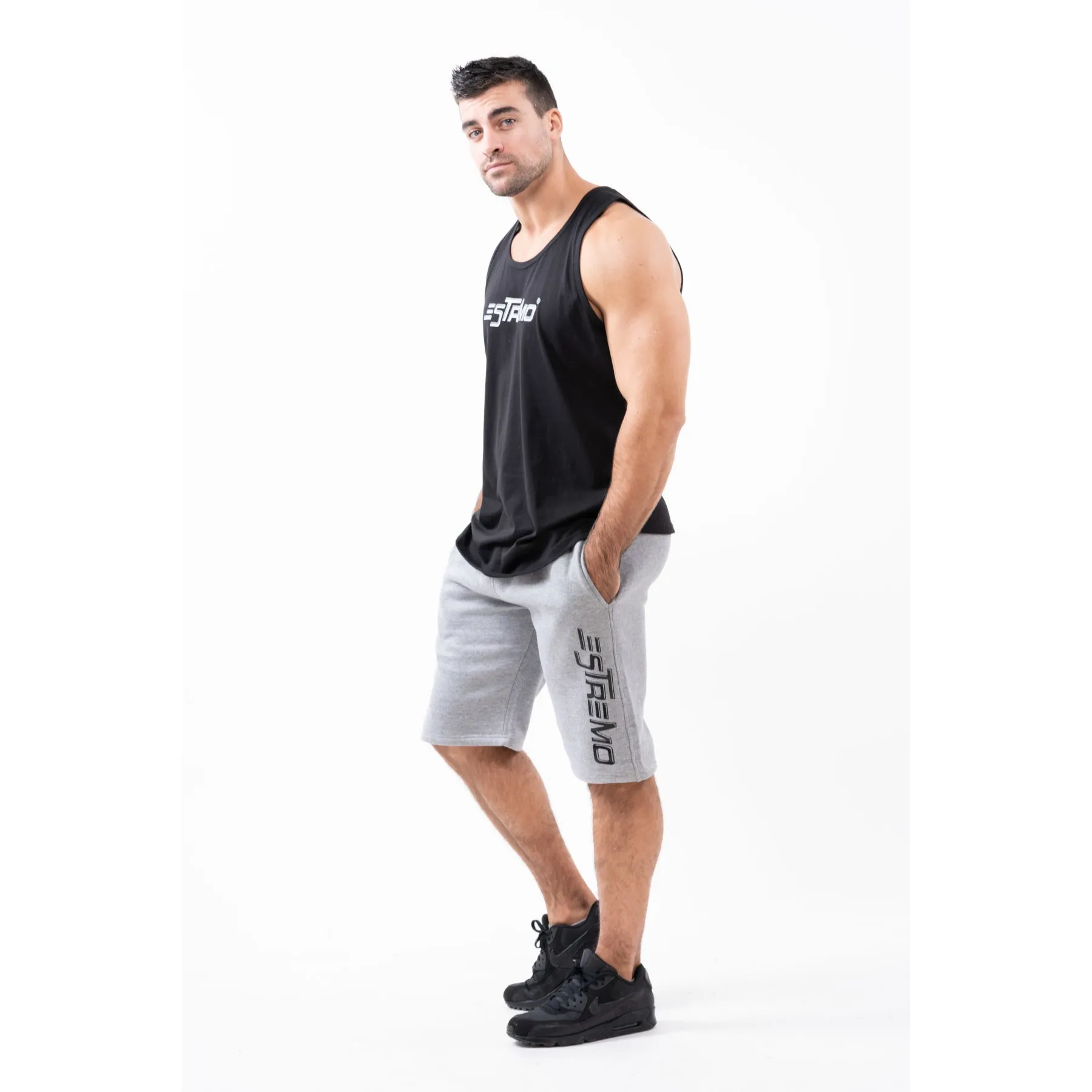 Estremo Fitness Flex-Knit Scoop Neck Stringer Vests - Black
