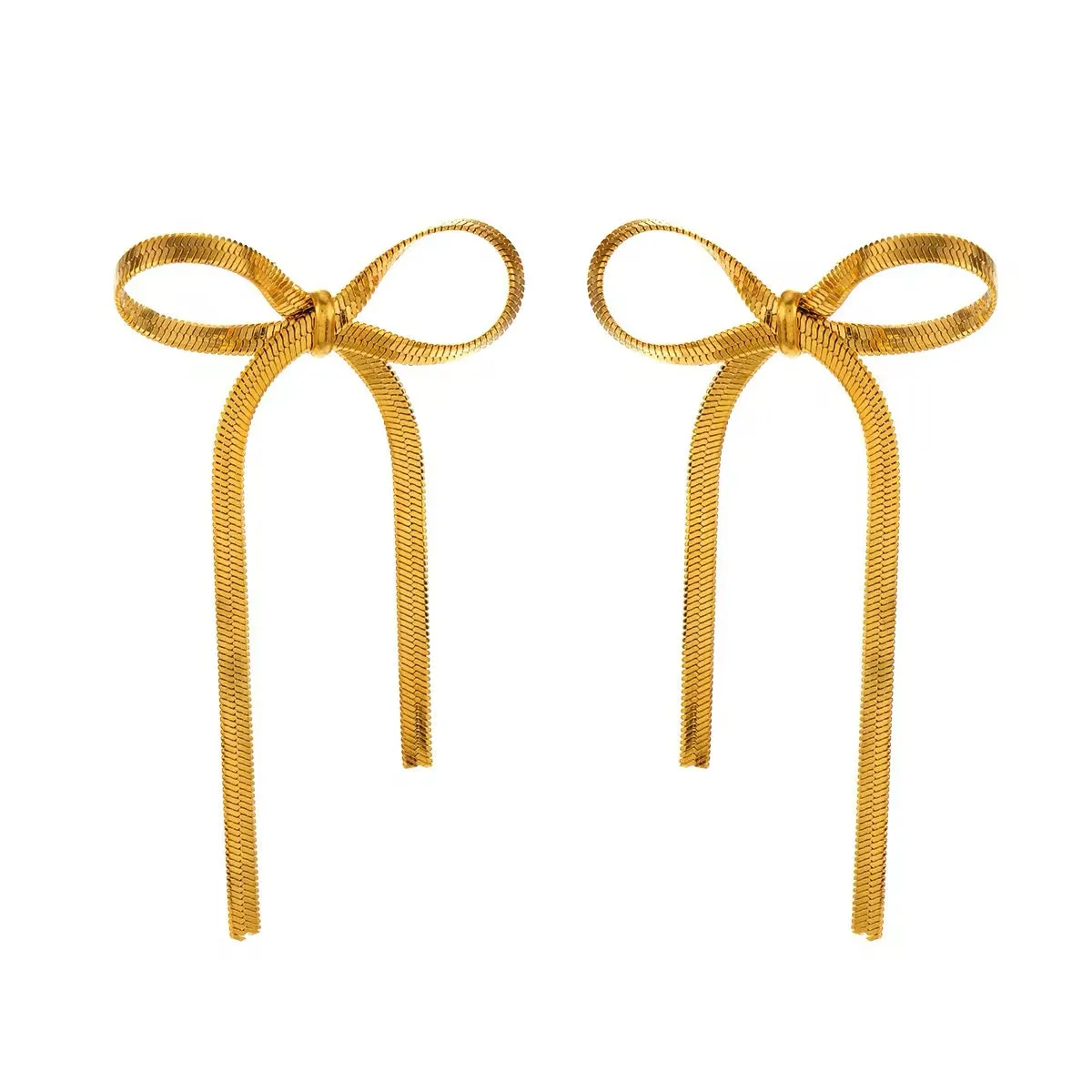 Fashion Flat Snake Chain Bowknot Earring