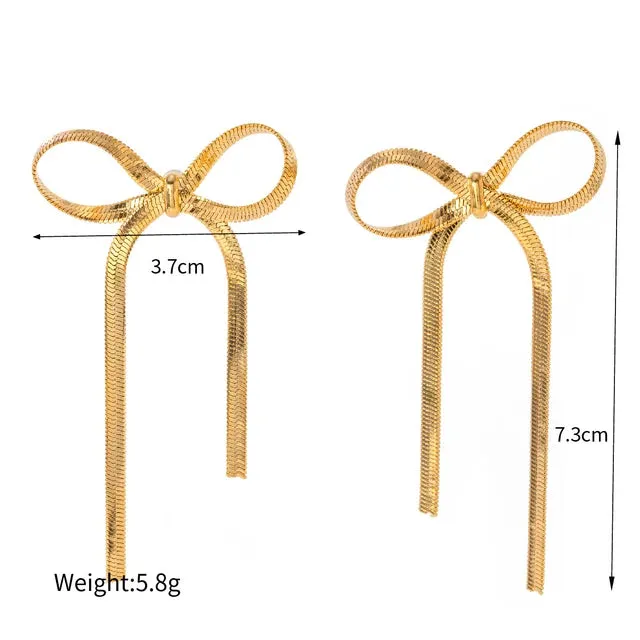 Fashion Flat Snake Chain Bowknot Earring