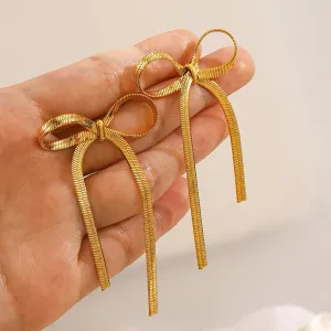 Fashion Flat Snake Chain Bowknot Earring