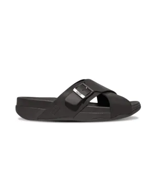 FitFlop Surfer Buckle Nubuck Mens Cross Slides Black