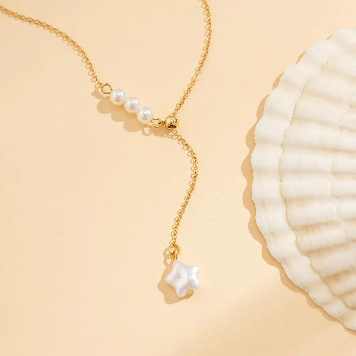 Five-Pointed Star Pearl Tassel Necklace