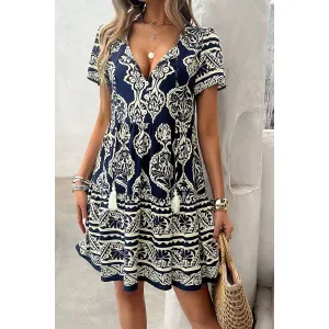 Floral Tassel Tiered Dress
