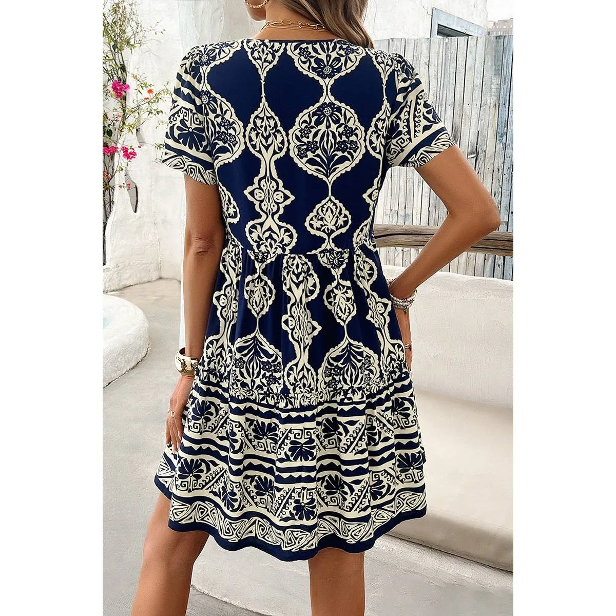 Floral Tassel Tiered Dress
