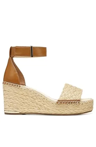 Franco Sarto Womens Clemens Raffia Espadrille Wedge Sandals Natural Raffia/Brown 10M