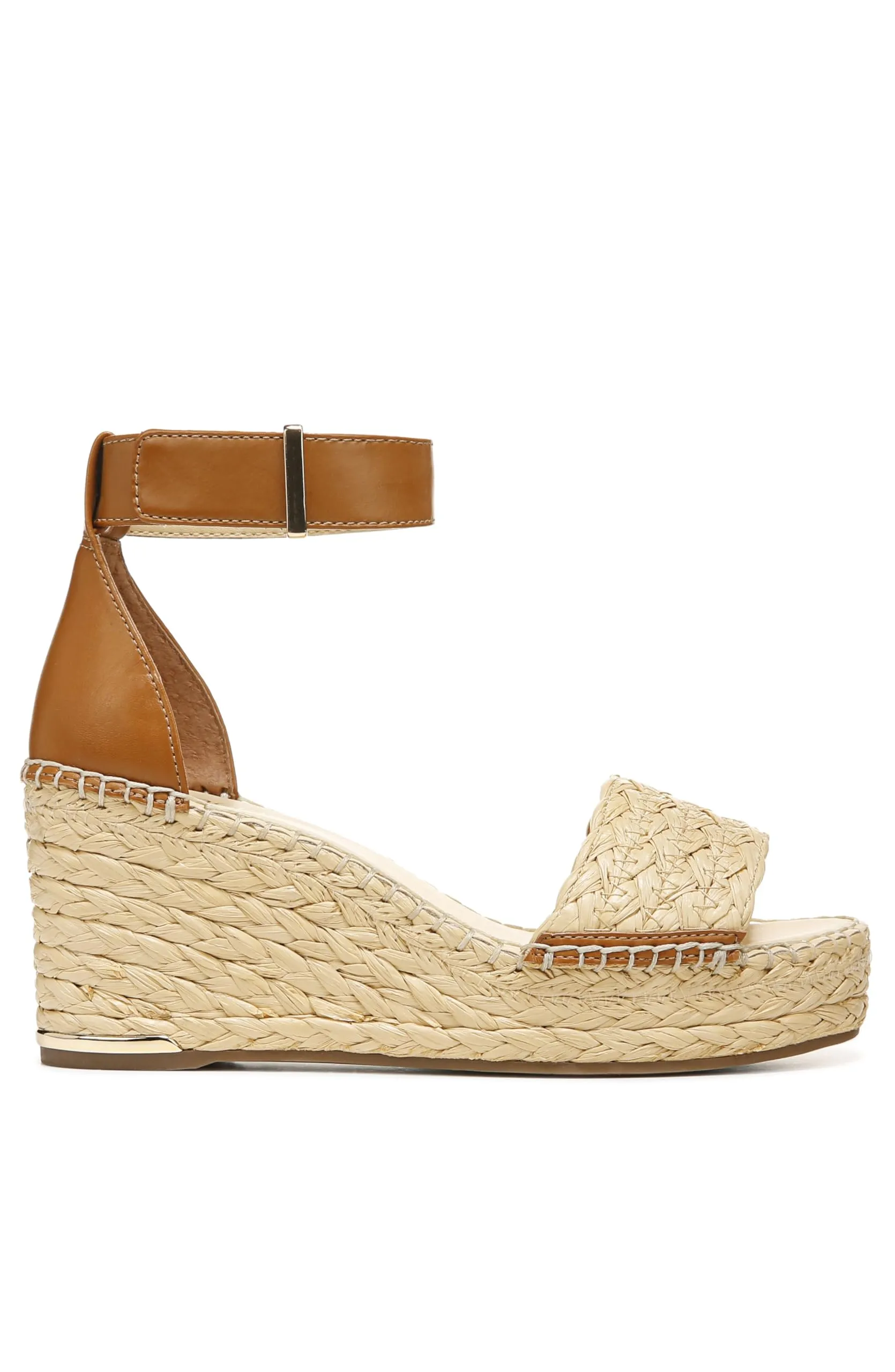 Franco Sarto Womens Clemens Raffia Espadrille Wedge Sandals Natural Raffia/Brown 7.5M