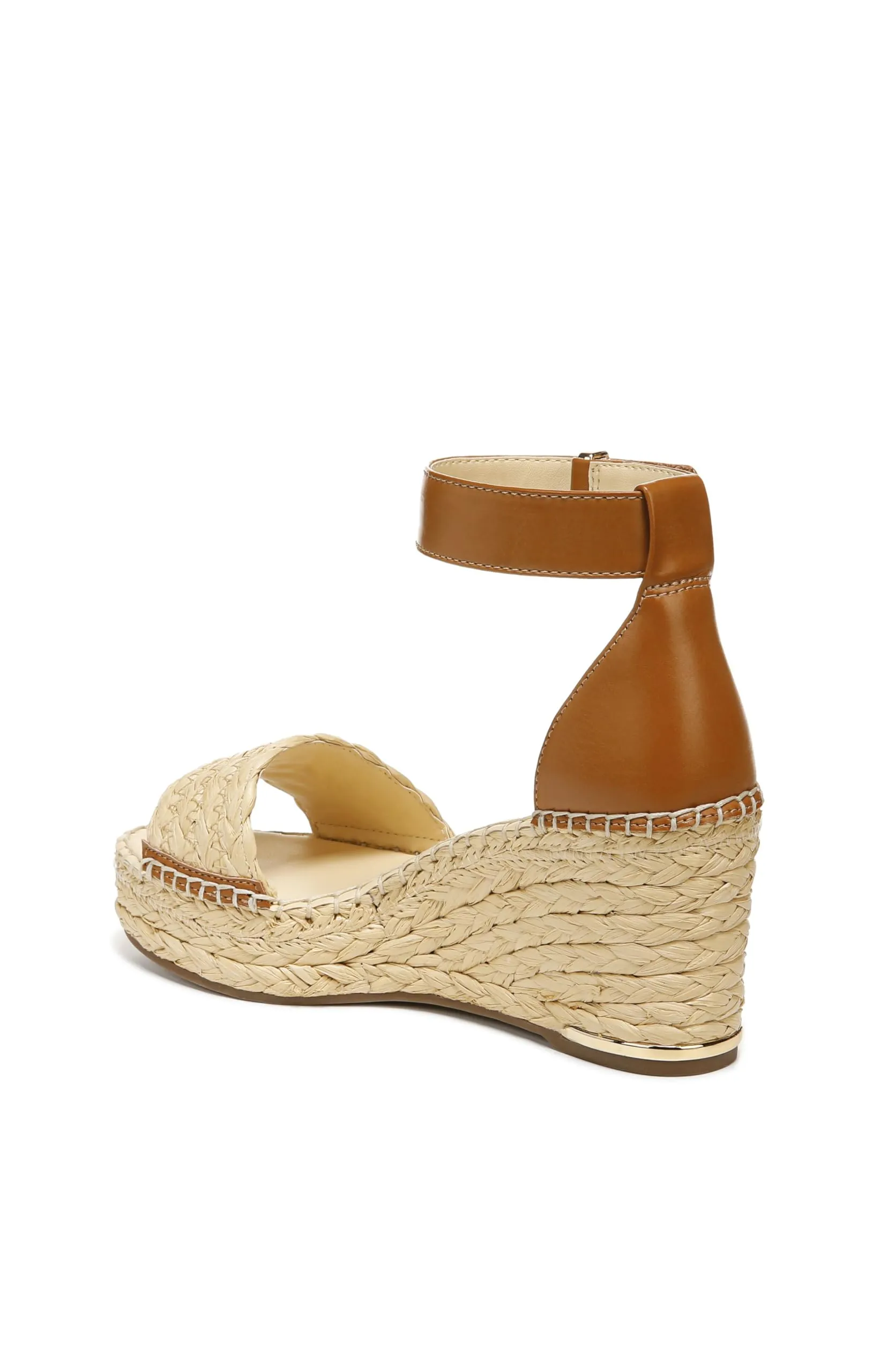 Franco Sarto Womens Clemens Raffia Espadrille Wedge Sandals Natural Raffia/Brown 7.5M