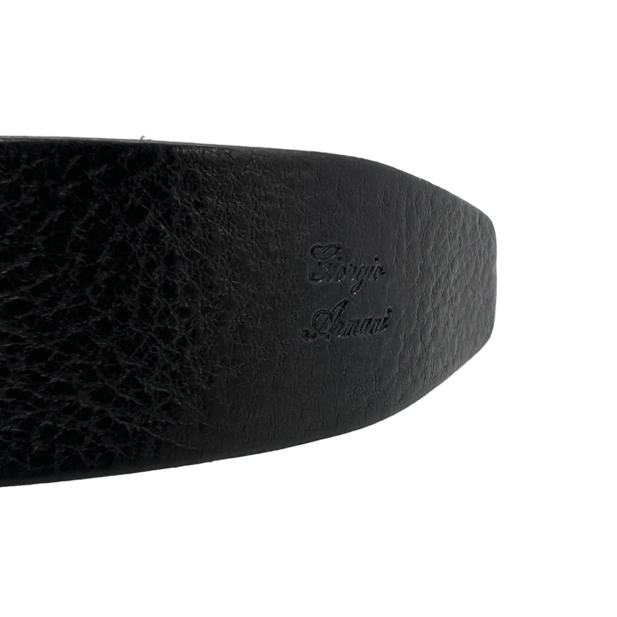 Giorgio Armani Leather Belt with MCM Silver Tone Buckle - Black