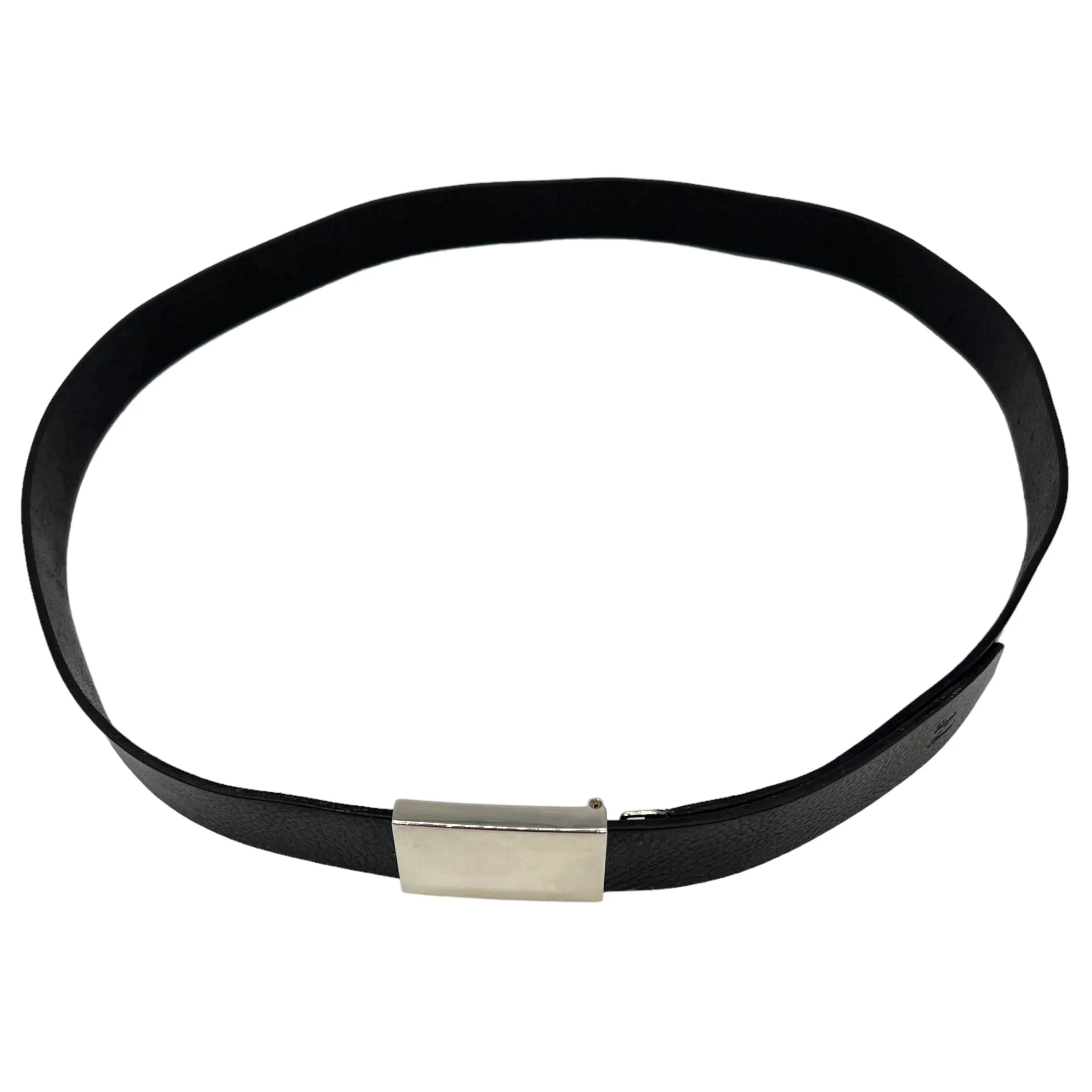 Giorgio Armani Leather Belt with MCM Silver Tone Buckle - Black