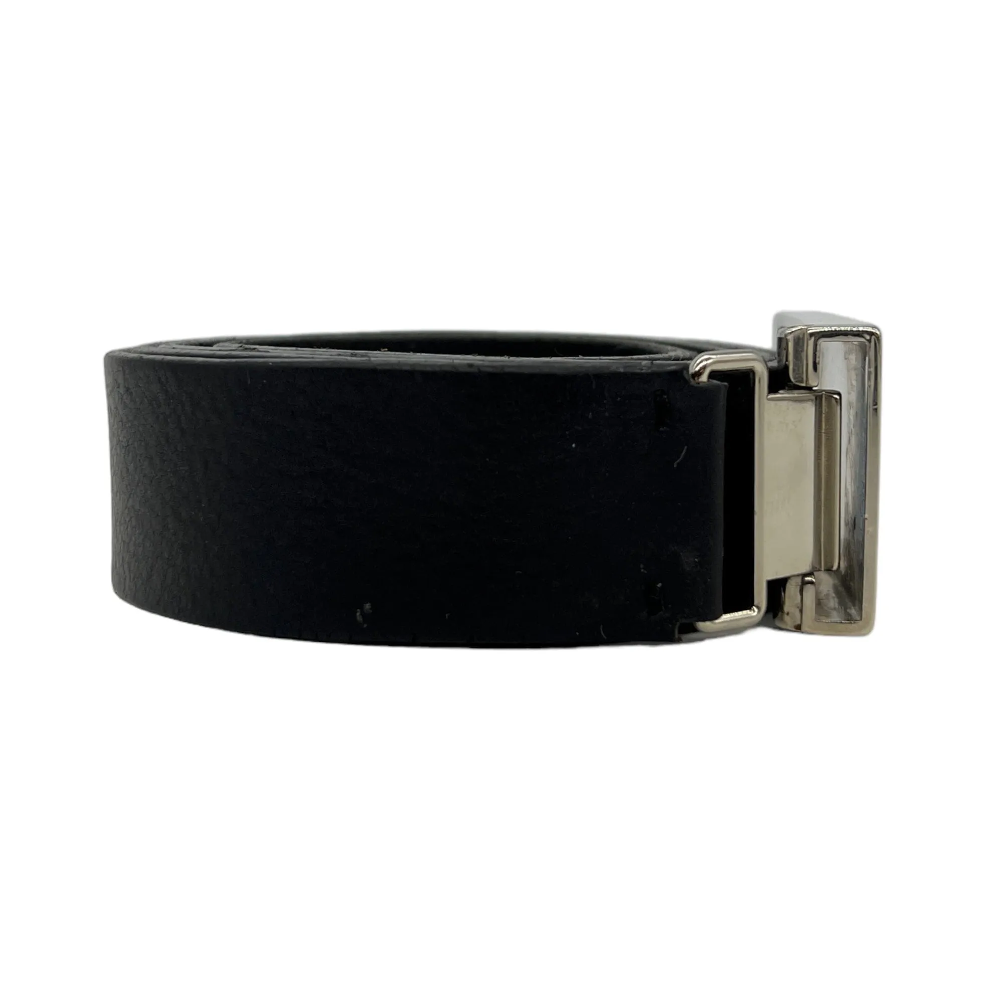 Giorgio Armani Leather Belt with MCM Silver Tone Buckle - Black