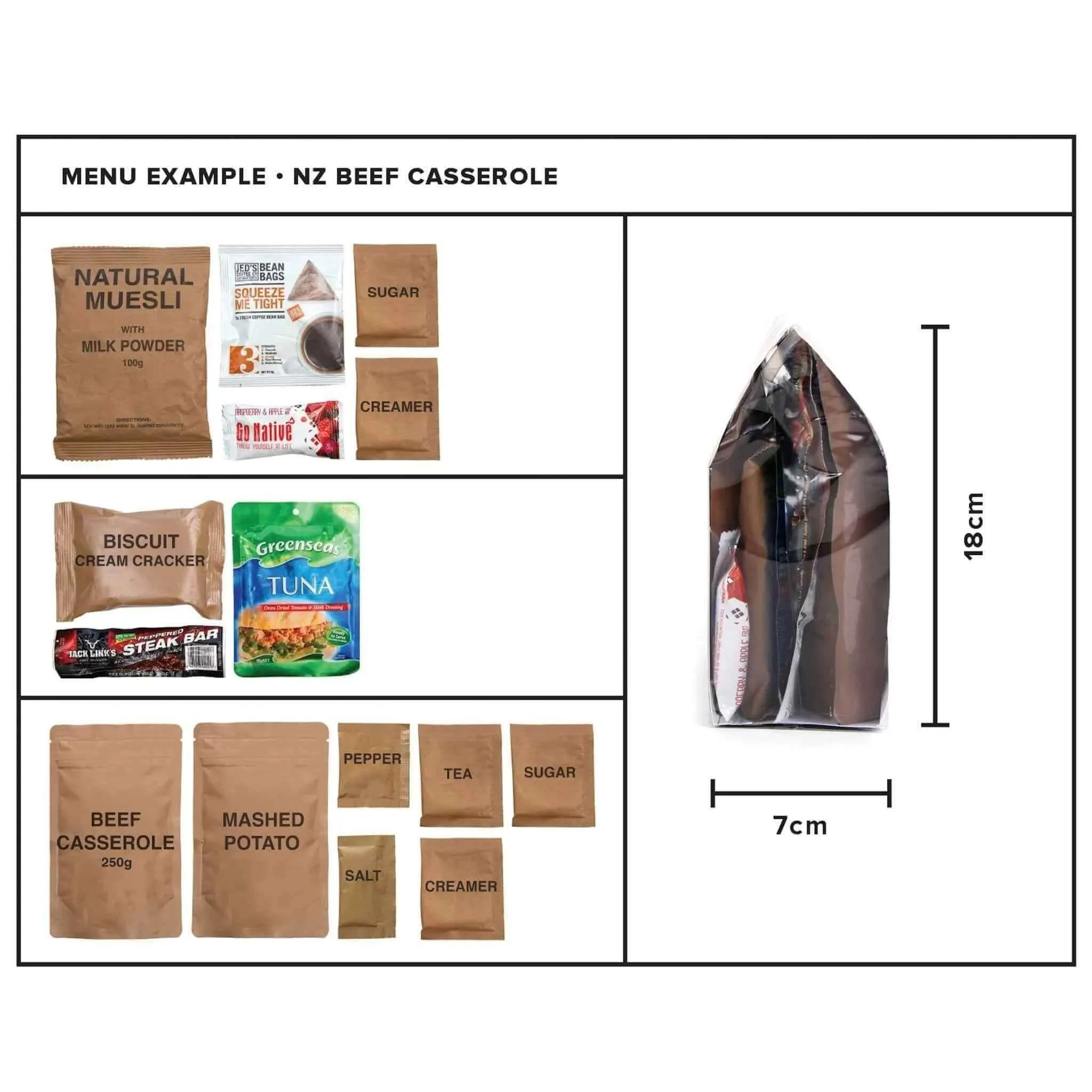 Go Native 24 Hour MRE Food Ration Pack NZ Beef Casserole