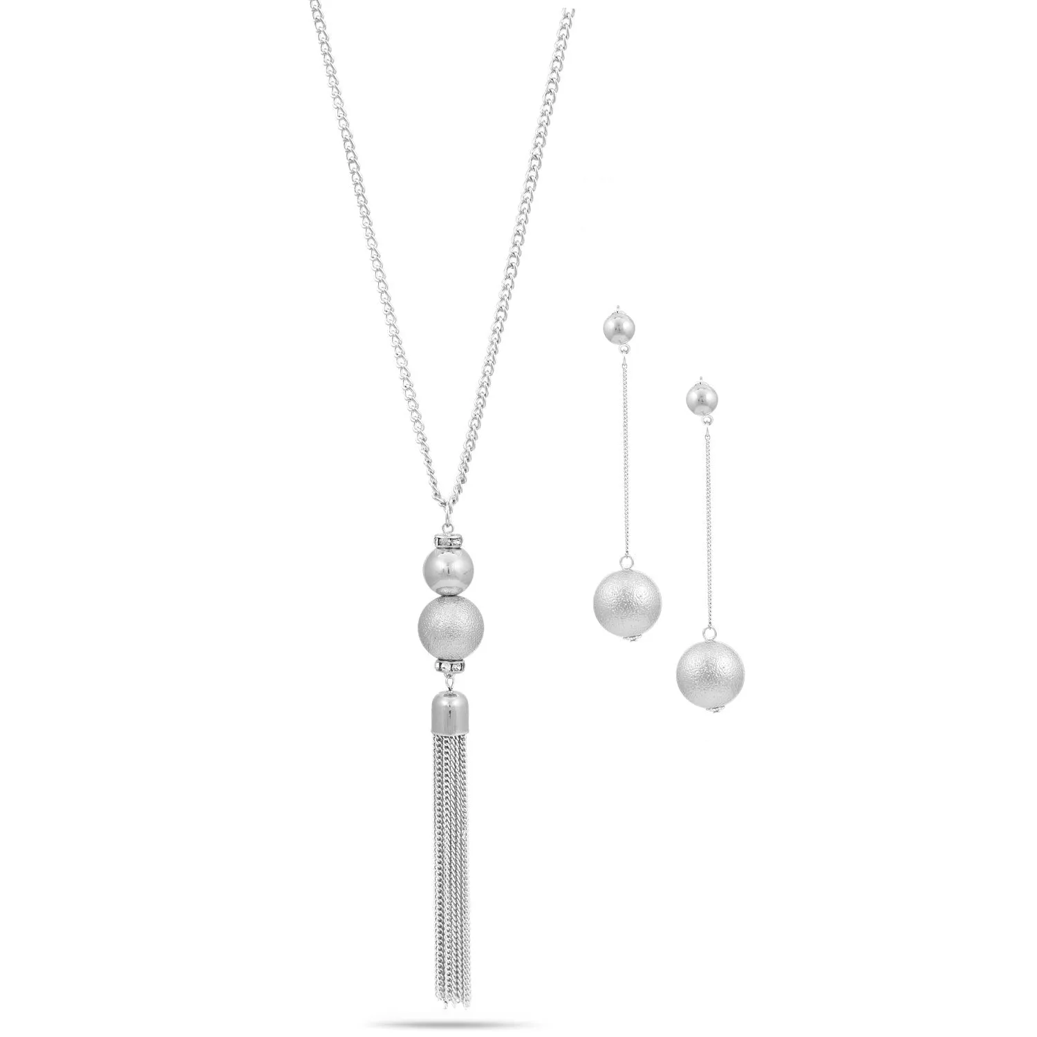 Gold tassel long necklace and earrings set#SQ6708