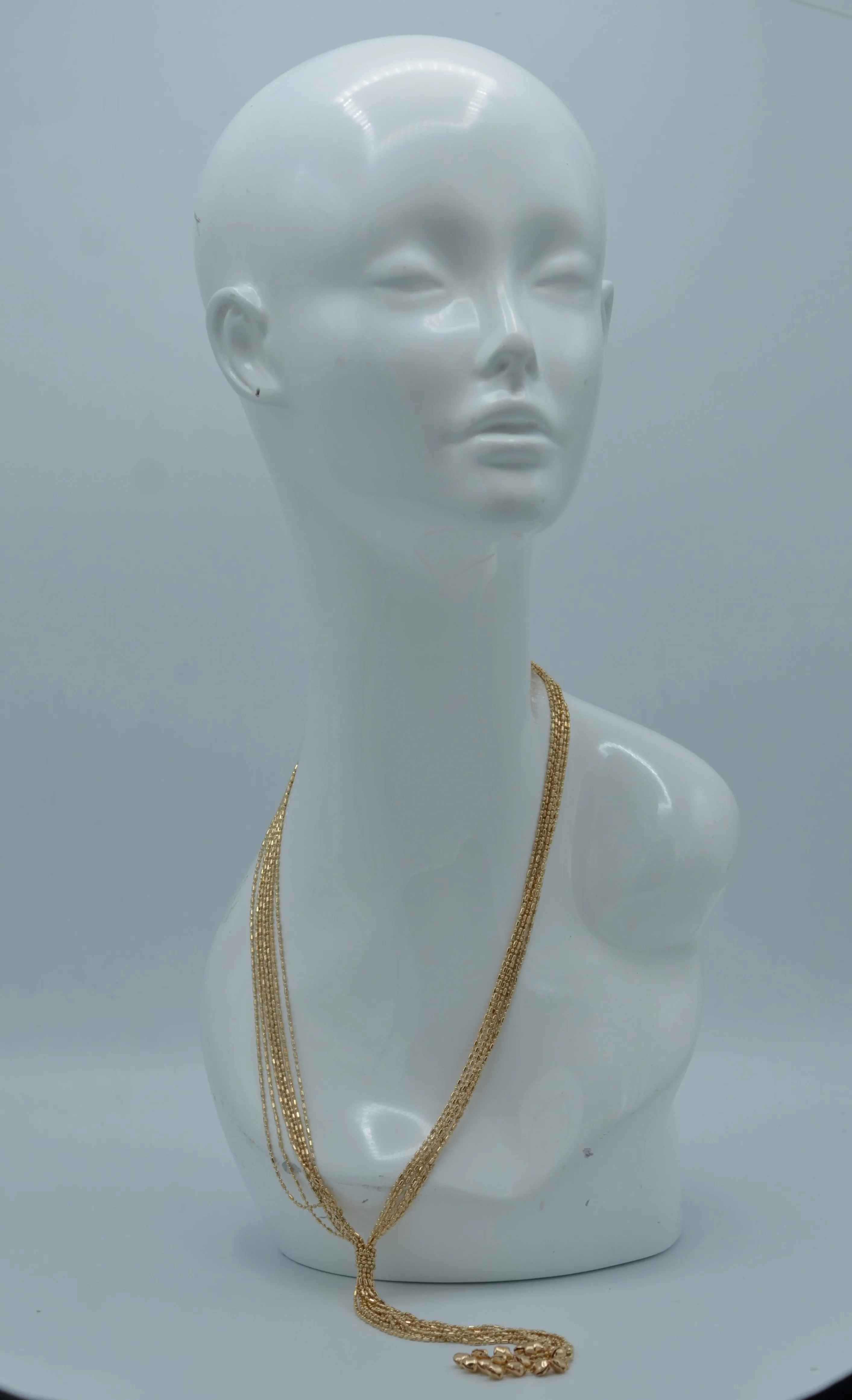 Gold-Tone Metal Bar Ball Chain Multi Layered Tassel Necklaces #HNN84372GLD(LB7)