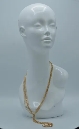 Gold-Tone Metal Bar Ball Chain Multi Layered Tassel Necklaces #HNN84372GLD(LB7)