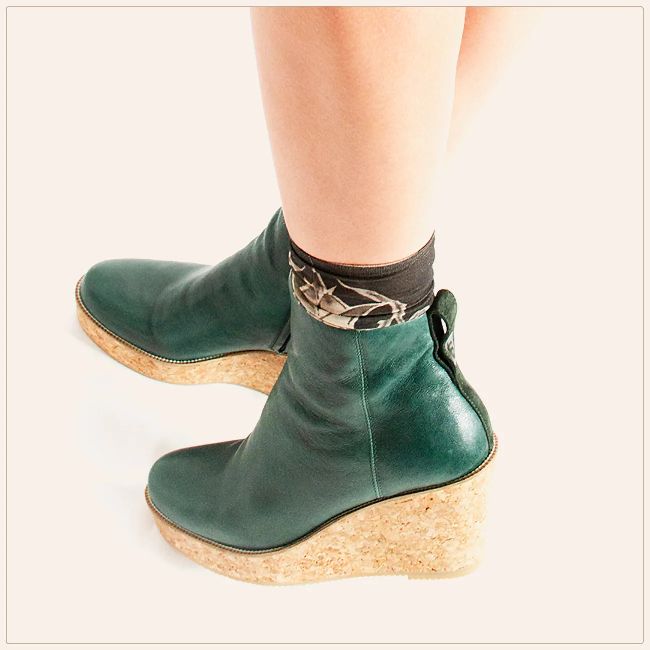 Green Ankle Wedge Bootie