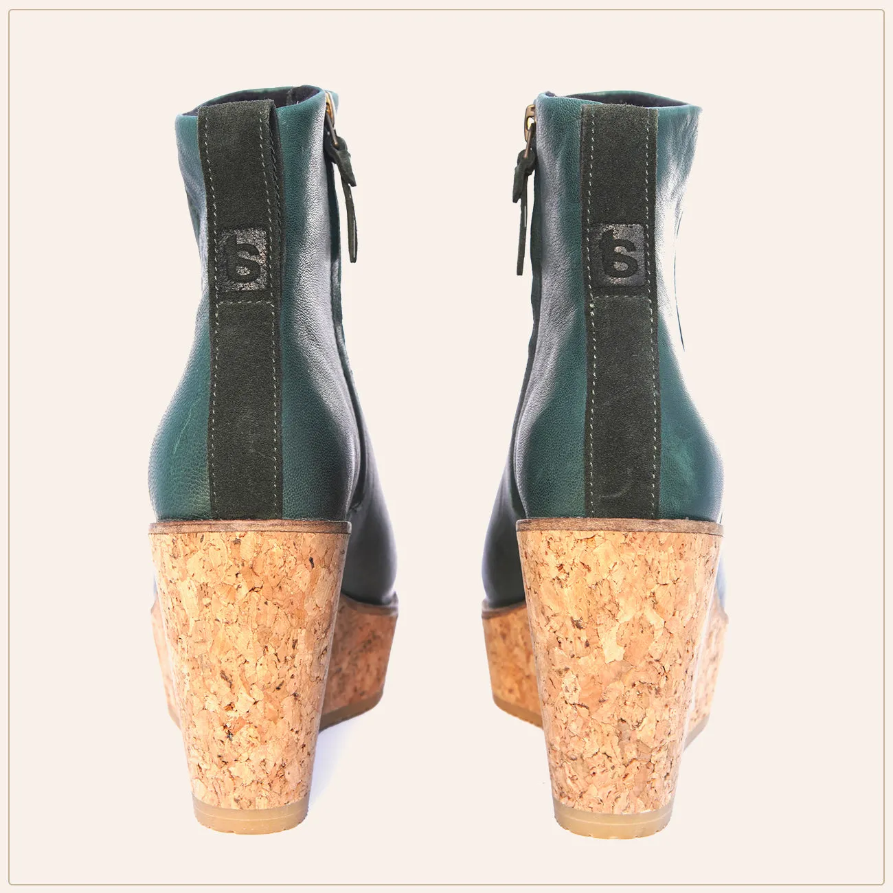 Green Ankle Wedge Bootie