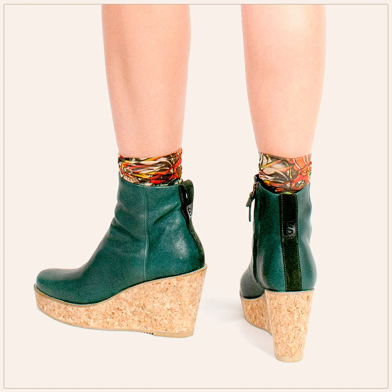 Green Ankle Wedge Bootie