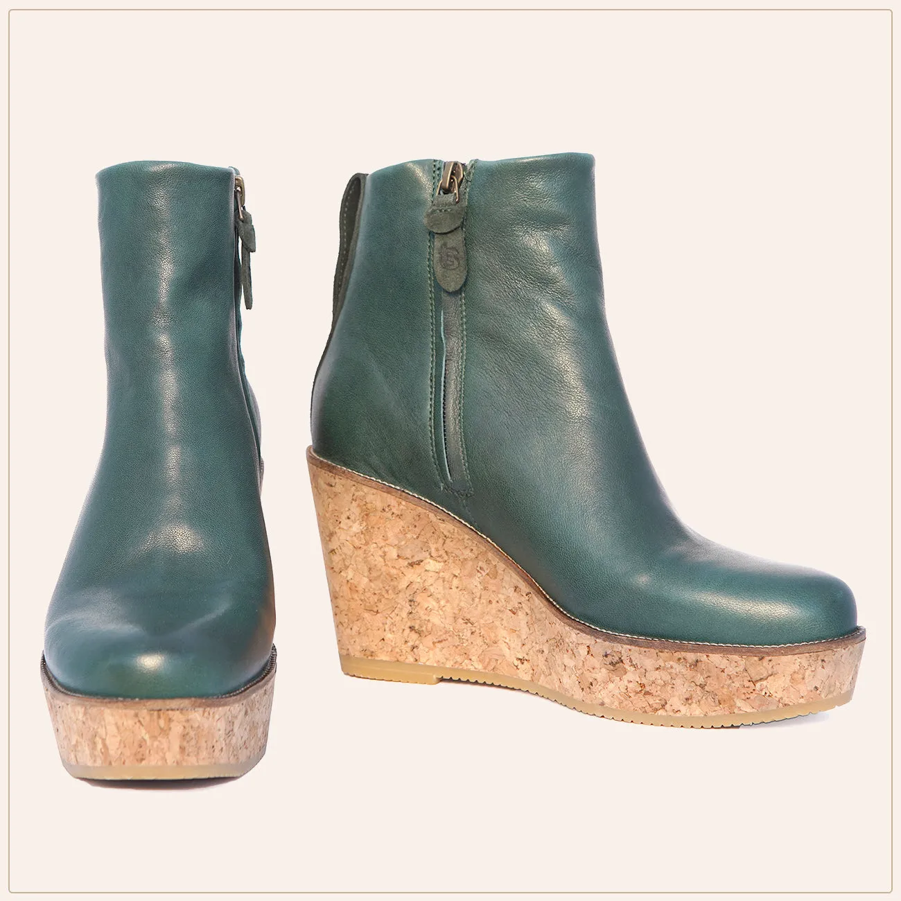 Green Ankle Wedge Bootie