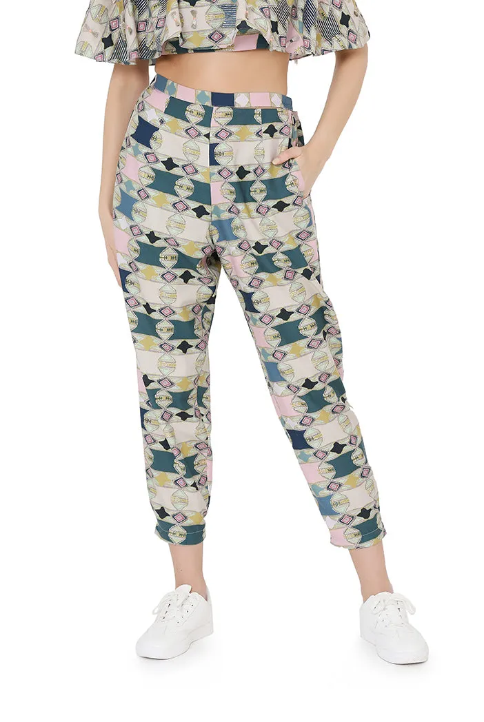 Green Printed Jogger Set