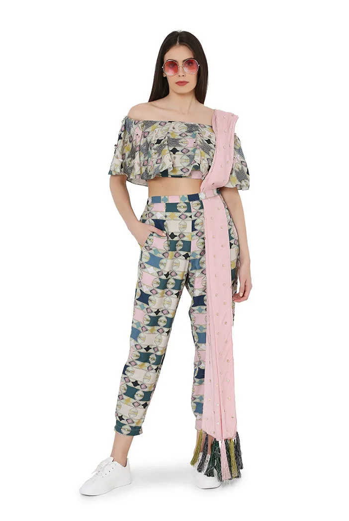 Green Printed Jogger Set