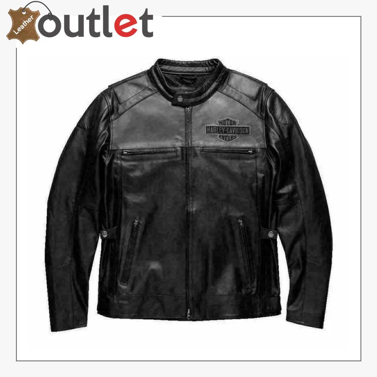 Harley Davidson Men's VOTARY Black Gray Leather Jacket