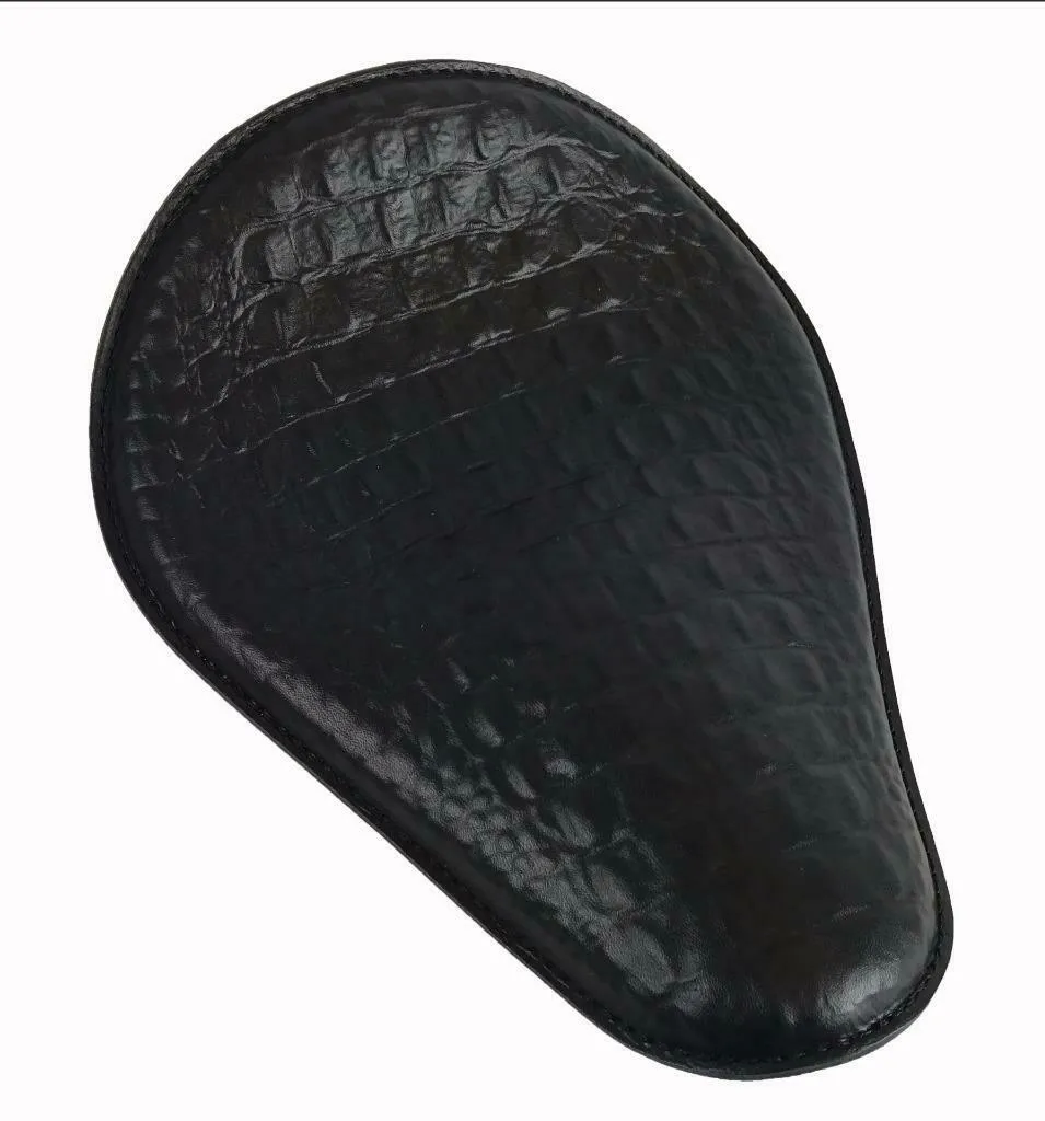 Harley Sportster Chopper Bobber  Spring Seat Black Alligator Embossed LeatherUSA