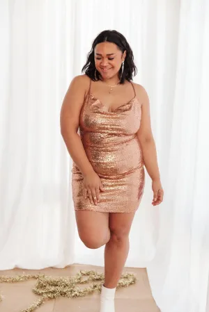 Hazel Blues® | Shining in Sequins Dress in Gold