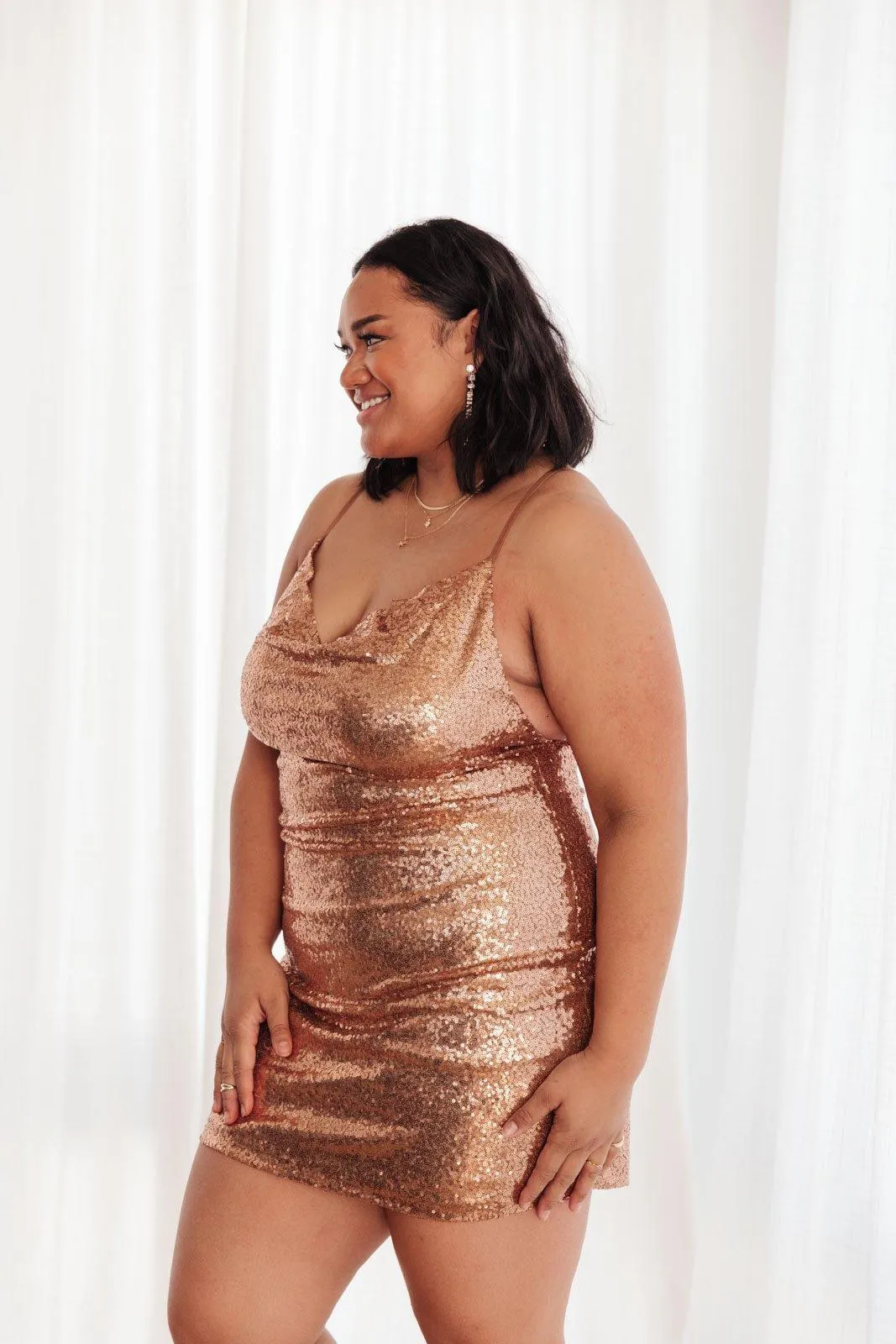 Hazel Blues® | Shining in Sequins Dress in Gold