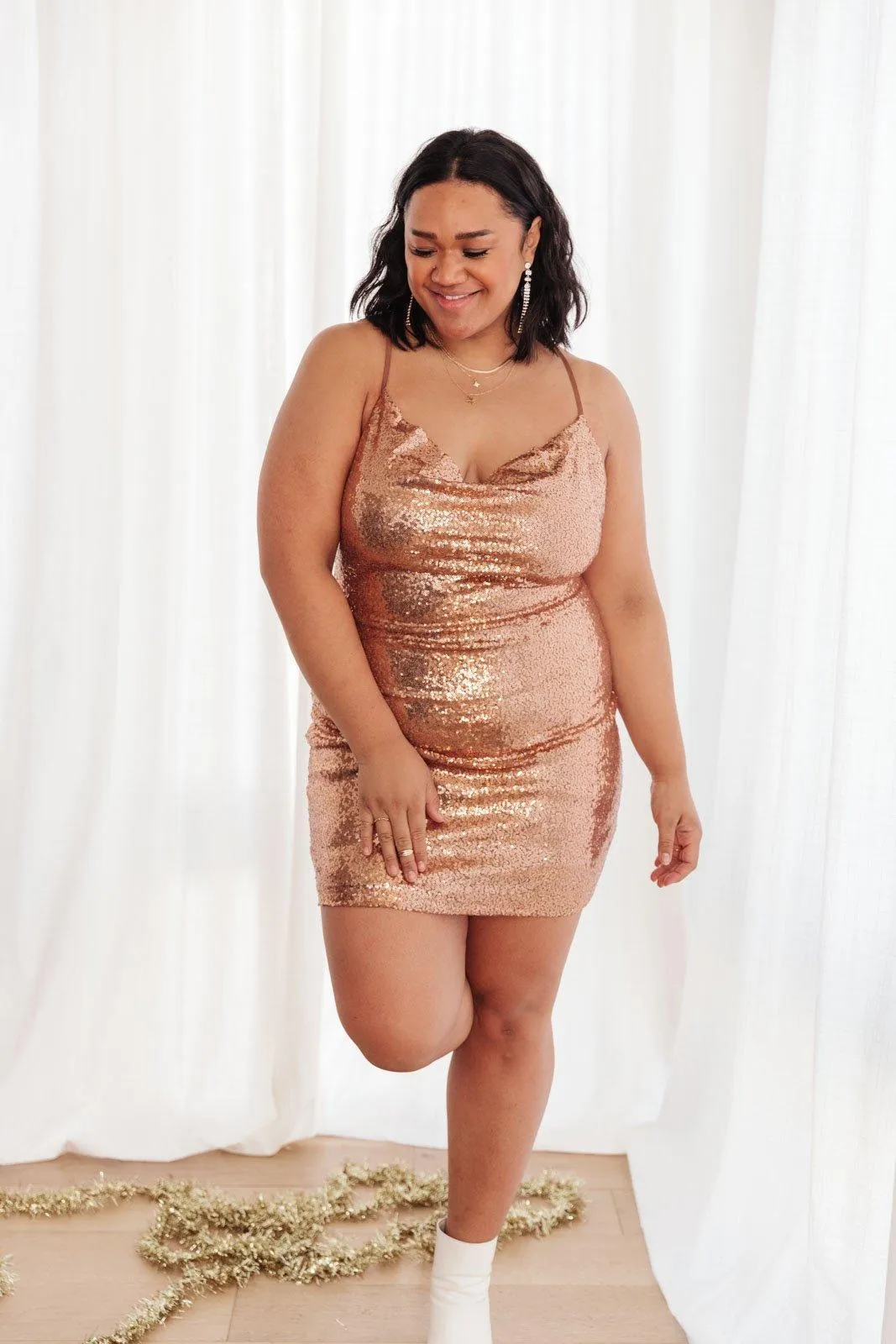 Hazel Blues® | Shining in Sequins Dress in Gold